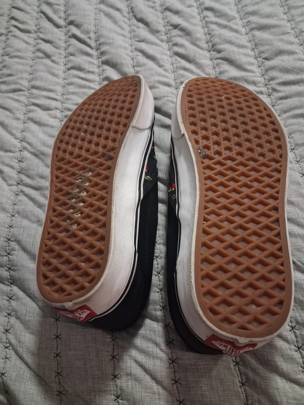 LadiesBlack Slip-On Shoes with Red Cherry Print Vans